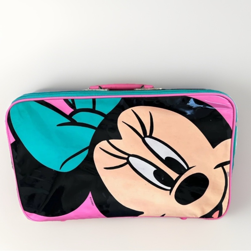 Disney Vintage 90s Minnie Mouse Zipper Suitcase Retro Travel Bag